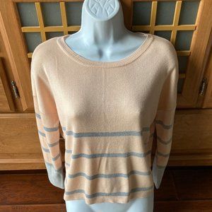 Poof New York Light Pink Gray Striped Cropped Sweater Small